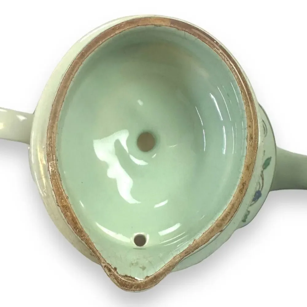 Sadler Teapot Vintage Made In England Green and Gold Guilded Floral Pattern